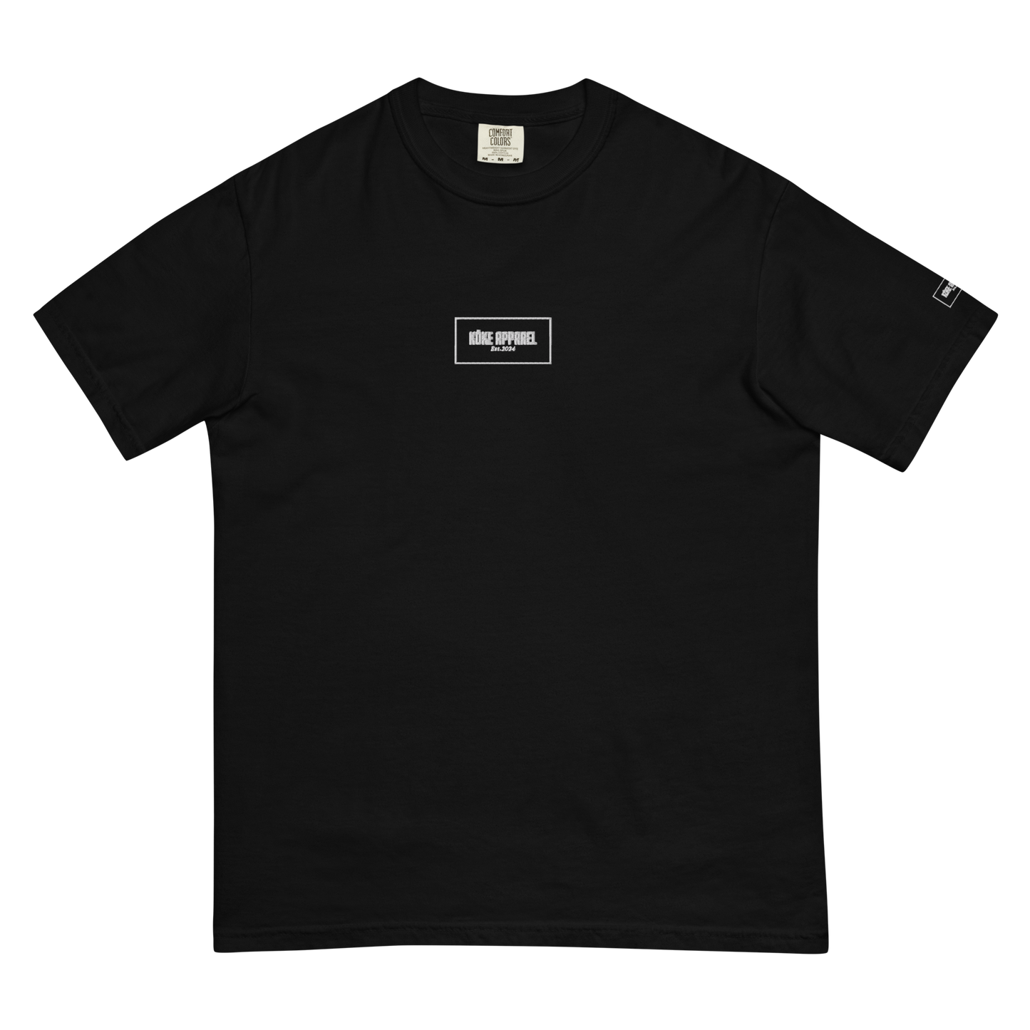 KÖKE apparel brand unisex garment-dyed heavyweight t-shirt with "Box Logo" on the chest.