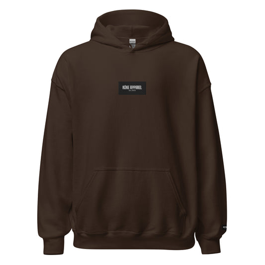 KÖKE apparel brand premium unisex hoodie with "Box Logo" on the chest.