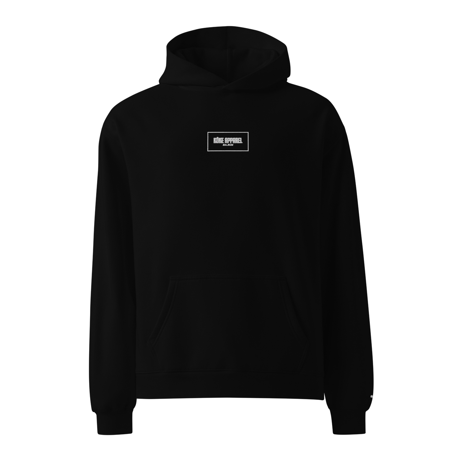 KÖKE apparel brand premium unisex oversized hoodie with "Box Logo" on the chest.